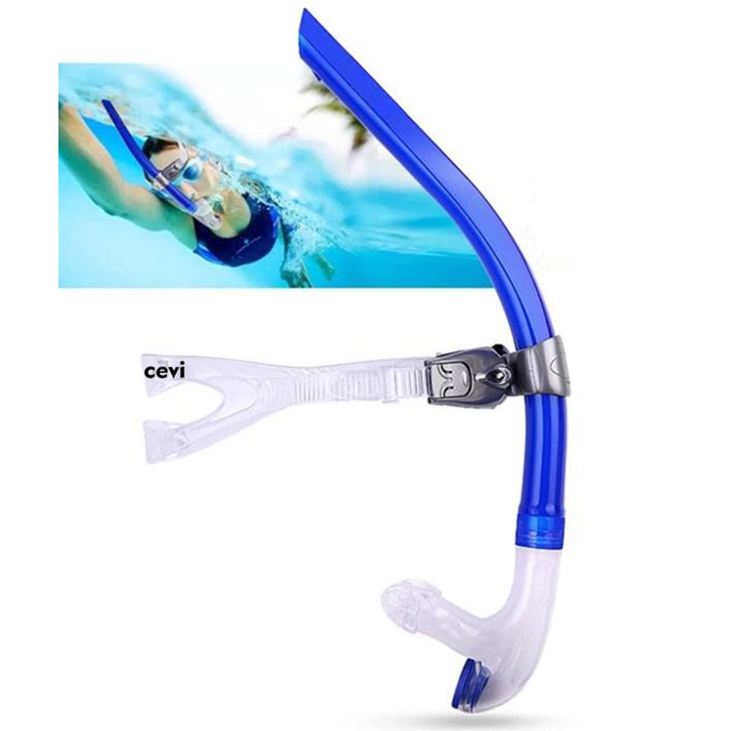 Focevi Adult Swim Snorkel, Blue, Silicone Mouthpiece, One-Way Purge Valve, Lightweight, Comfortable, Suitable for Freestyle, Backstroke, Butterfly, Breaststroke - Image 1